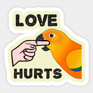 Love Hurts Sun Conure Parrot Biting Sticker